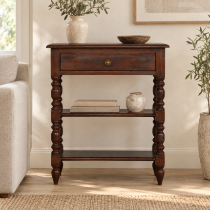 Forma Turned Occasional Table — Chestnut — styled interior