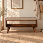 Nord Mud Linen Storage Bench — Chestnut — styled interior