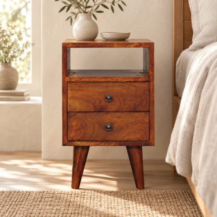 Forma Petite Classic Bedside — Chestnut — styled interior