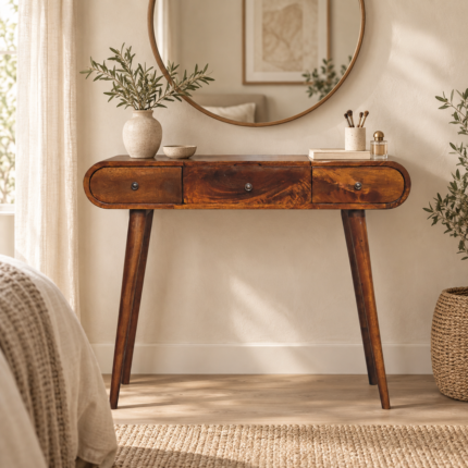 Forma Mirror Dressing Table — Chestnut — styled interior