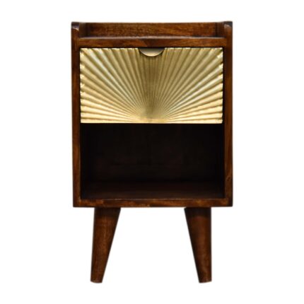 Mila Petite Gold One-Drawer Bedside — Chestnut — product photograph