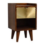 Mila Petite Gold One-Drawer Bedside — Chestnut — product photograph