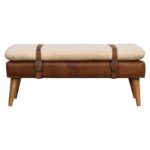 Forma Bouclé Buffalo Hide Leather Bench — Natural — product photograph