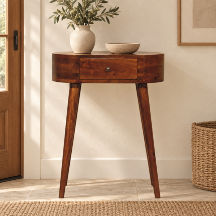 Albion Petite Console — Chestnut — styled interior