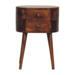 Lina Petite Rounded Bedside Table — Chestnut — product photograph