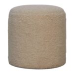 Lina Boucle Cream Round Footstool — product photograph