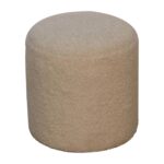 Lina Boucle Cream Round Footstool — product photograph