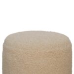 Lina Boucle Cream Round Footstool — product photograph