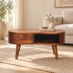 Forma Petite Wave Coffee Table — Chestnut — styled interior