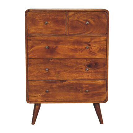 Lina Five-Drawer Chest — Chestnut — product photograph