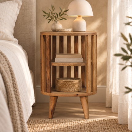 Ariella Two-Shelf Bedside — styled interior