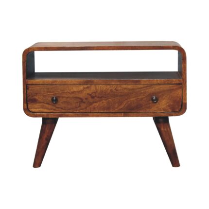 Lina Petite Curved Media Unit — Chestnut — product photograph