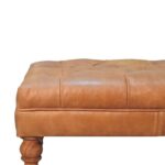 Forma Buffalo Tan Leather Ottoman with Castor Legs — Light Walnut — product photograph