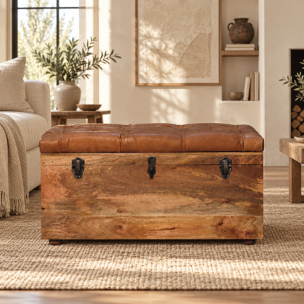 Forma Buffalo Hide Storage Trunk — Natural — styled interior