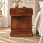 Lina T-Bar Rounded Bedside — Chestnut — styled interior
