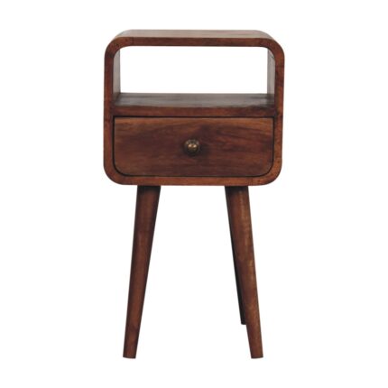 Lina Petite Curved Bedside with Open Slot — Honey Caramel — product photograph