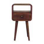 Lina Petite Curved Bedside with Open Slot — Honey Caramel — product photograph