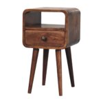 Lina Petite Curved Bedside with Open Slot — Honey Caramel — product photograph
