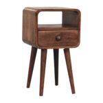 Lina Petite Curved Bedside with Open Slot — Honey Caramel — product photograph
