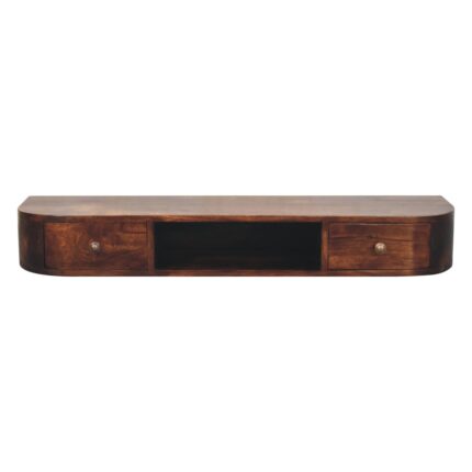 Lunar Two-Drawer Wall-Mounted Console — Chestnut · 110 × 15 cm — product photograph