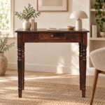 Walden Walnut Writing Desk — California Walnut — styled interior