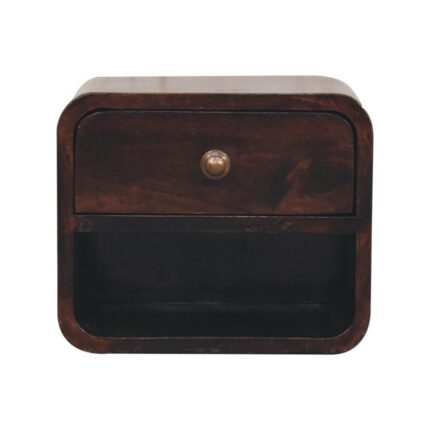 Walden Petite Curved Walnut Wall-Mounted Bedside with Open Slot — California Walnut — product photograph