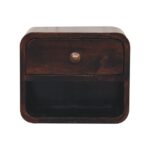 Walden Petite Curved Walnut Wall-Mounted Bedside with Open Slot — California Walnut — product photograph