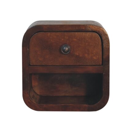 Lina Petite Curved Bedside with Open Slot — Chestnut — product photograph