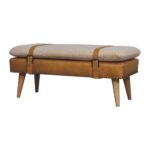 Forma Bouclé Buffalo Hide Tan Leather Bench — Natural — product photograph