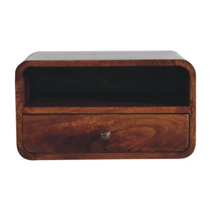Lina Large Curve Upper Slot Floating Bedside — Chestnut — product photograph