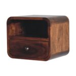 Lina Petite Wall-Mounted Curved Bedside with Open Slot — Chestnut — product photograph
