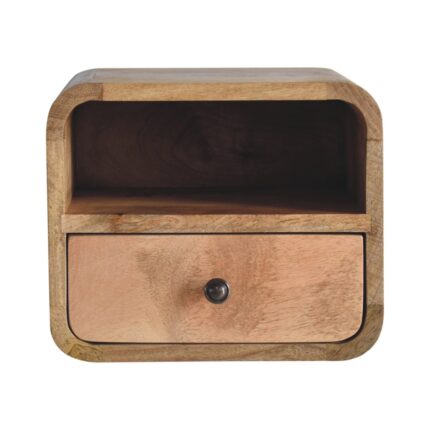 Lina Petite Wall-Mounted Curved Bedside with Open Slot — Natural — product photograph