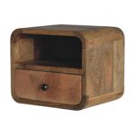 Lina Petite Wall-Mounted Curved Bedside with Open Slot — Natural — product photograph