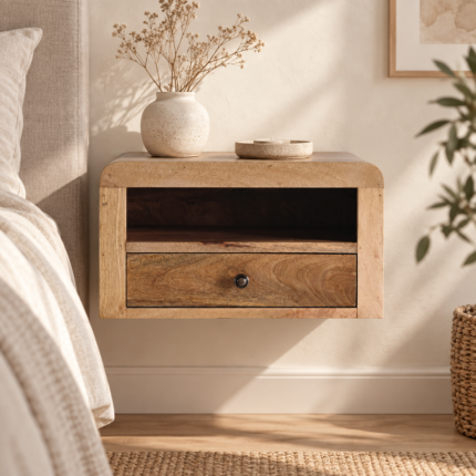 Forma Chunky Floating Bedside — Natural — styled interior