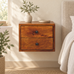 Solis Two-Drawer Wall-Mounted Bedside — Chestnut — styled interior