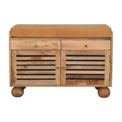 Forma Shutter Shoe Rack with 2 drawers — Natural — product photograph