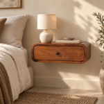 Avora Wall-Mounted One-Drawer Bedside — Chestnut — styled interior
