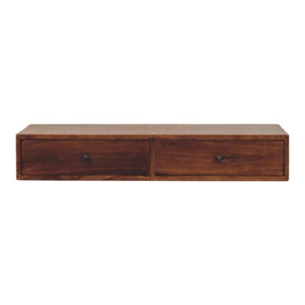 Lunar Two-Drawer Wall-Mounted Console — Chestnut · 88 × 15 cm — product photograph
