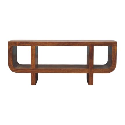 Orin Curved Media Unit — Chestnut — product photograph