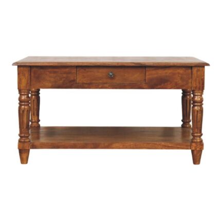 Forma Turned Legs Two-Drawer Coffee Table — Chestnut — product photograph