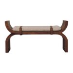 Lina Stirrup Curve Bench — Amber Oak — product photograph