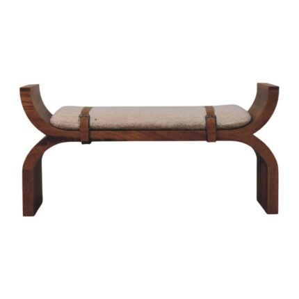 Lina Stirrup Curve Bench — Amber Oak — product photograph