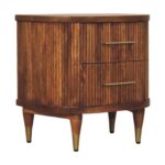 Forma Ribbed Bedside with Brass Accents — Amber Oak — product photograph