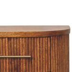 Forma Ribbed Bedside with Brass Accents — Amber Oak — product photograph