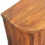 Forma Ribbed Bedside with Brass Accents — Amber Oak — product photograph