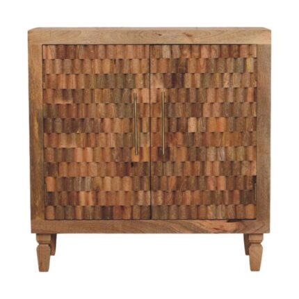 Klint Carved Block Cabinet — Golden Teak — product photograph