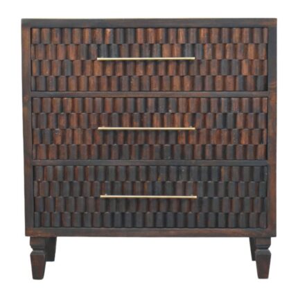 Klint Carved Drawer Chest — Velvet Mocha — product photograph