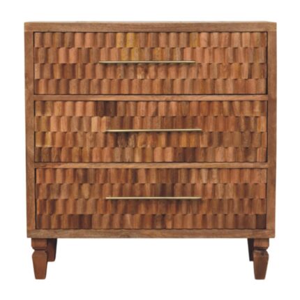 Klint Carved Storage Chest — Golden Teak — product photograph