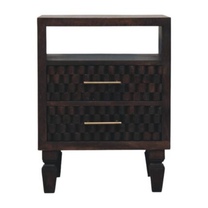 Klint Carved Bedside Table — Velvet Mocha — product photograph