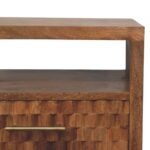 Klint Carved Open-Shelf Bedside — Golden Teak — product photograph